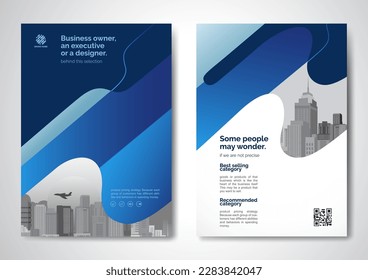 Template vector design for Brochure, AnnualReport, Magazine, Poster, Corporate Presentation, Portfolio, Flyer, infographic, layout modern with blue color size A4, Front and back, Easy to use and edit.