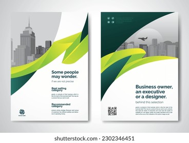 Template vector design for Brochure, AnnualReport, Magazine, Poster, Corporate Presentation, Portfolio, Flyer, infographic, layout modern with Green color size A4, Front and back, Easy to use.