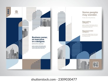 Template vector design for Brochure, AnnualReport, Magazine, Poster, Corporate Presentation, Portfolio, Flyer, infographic, layout modern with blue color size A4, Front and back, Easy to use and edit.