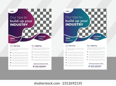 Template vector design for Brochure, AnnualReport, Magazine, Poster, Corporate Presentation, Portfolio, Flyer, infographic, layout modern with blue color size A4, Front and back, Easy to use and edit.