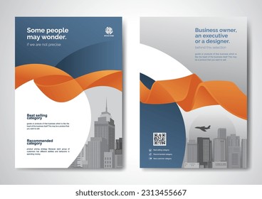 Template vector design for Brochure, AnnualReport, Magazine, Poster, Corporate Presentation, Portfolio, Flyer, infographic, layout modern with Orange color size A4, Front and back, Easy to use.