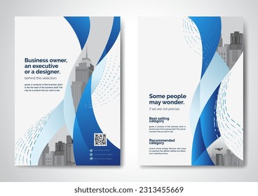 Template vector design for Brochure, AnnualReport, Magazine, Poster, Corporate Presentation, Portfolio, Flyer, infographic, layout modern with blue color size A4, Front and back, Easy to use and edit.