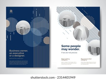 Template vector design for Brochure, AnnualReport, Magazine, Poster, Corporate Presentation, Portfolio, Flyer, infographic, layout modern with blue color size A4, Front and back, Easy to use and edit.