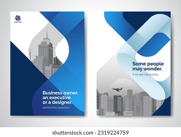 Template vector design for Brochure, AnnualReport, Magazine, Poster, Corporate Presentation, Portfolio, Flyer, infographic, layout modern with blue color size A4, Front and back, Easy to use and edit. - Shutterstock ID 2319224759