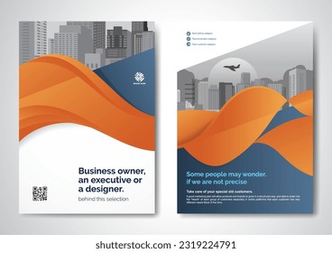 Template vector design for Brochure, AnnualReport, Magazine, Poster, Corporate Presentation, Portfolio, Flyer, infographic, layout modern with Orange color size A4, Front and back, Easy to use.