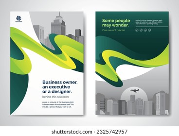 Template vector design for Brochure, AnnualReport, Magazine, Poster, Corporate Presentation, Portfolio, Flyer, infographic, layout modern with Green color size A4, Front and back, Easy to use.