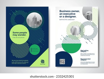 Template vector design for Brochure, AnnualReport, Magazine, Poster, Corporate Presentation, Portfolio, Flyer, infographic, layout modern with Green color size A4, Front and back, Easy to use.