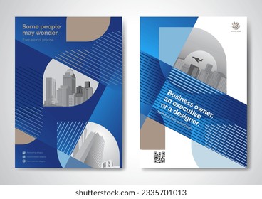 Template vector design for Brochure, AnnualReport, Magazine, Poster, Corporate Presentation, Portfolio, Flyer, infographic, layout modern with blue color size A4, Front and back, Easy to use and edit.