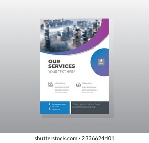 Template vector design for Brochure, AnnualReport, Magazine, Poster, Corporate Presentation, Portfolio, Flyer, infographic, layout modern with blue color size A4, Front and back, Easy to use and edit