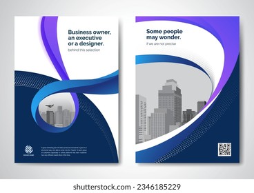 Template vector design for Brochure, AnnualReport, Magazine, Poster, Corporate Presentation, Portfolio, Flyer, infographic, layout modern with blue color size A4, Front and back, Easy to use and edit.