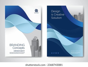 Template vector design for Brochure, AnnualReport, Magazine, Poster, Corporate Presentation, Portfolio, Flyer, infographic, layout modern with blue color size A4, Front and back, Easy to use and edit.