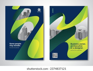 Diseño del vector de plantilla para Brochure, AnnualReport, Magazine, Poster, Presentación Corporativa, Cartera, Volante, infografía, diseño moderno con el tamaño de color verde A4, frontal y posterior, Fácil de usar.