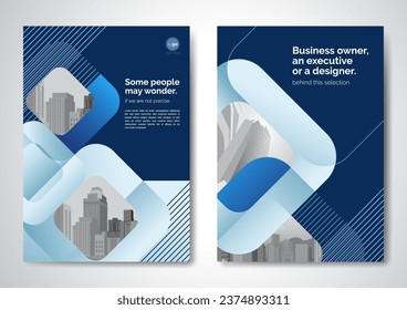 Template vector design for Brochure, AnnualReport, Magazine, Poster, Corporate Presentation, Portfolio, Flyer, infographic, layout modern with blue color size A4, Front and back, Easy to use and edit.