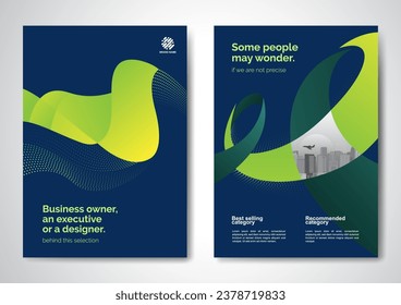 Template vector design for Brochure, AnnualReport, Magazine, Poster, Corporate Presentation, Portfolio, Flyer, infographic, layout modern with Green color size A4, Front and back, Easy to use.