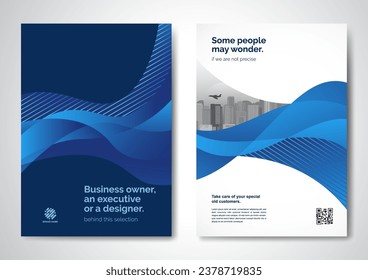 Template vector design for Brochure, AnnualReport, Magazine, Poster, Corporate Presentation, Portfolio, Flyer, infographic, layout modern with blue color size A4, Front and back, Easy to use and edit.