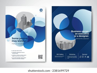 Template vector design for Brochure, AnnualReport, Magazine, Poster, Corporate Presentation, Portfolio, Flyer, infographic, layout modern with blue color size A4, Front and back, Easy to use and edit.