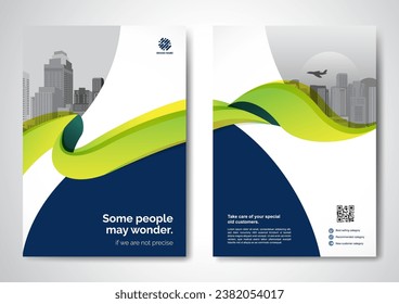 Template vector design for Brochure, AnnualReport, Magazine, Poster, Corporate Presentation, Portfolio, Flyer, infographic, layout modern with Green color size A4, Front and back, Easy to use.