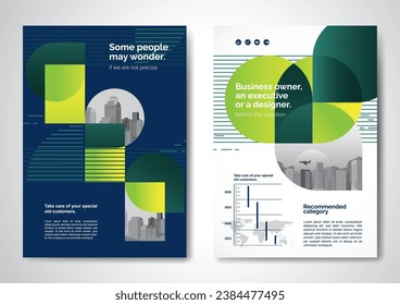 Template vector design for Brochure, AnnualReport, Magazine, Poster, Corporate Presentation, Portfolio, Flyer, infographic, layout modern with Green color size A4, Front and back, Easy to use.