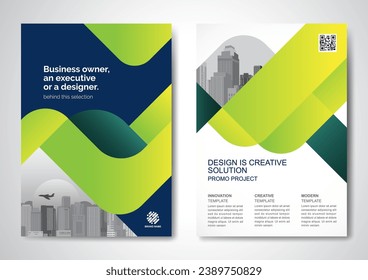 Template vector design for Brochure, AnnualReport, Magazine, Poster, Corporate Presentation, Portfolio, Flyer, infographic, layout modern with Green color size A4, Front and back, Easy to use.