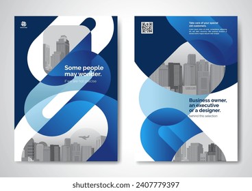 Template vector design for Brochure, AnnualReport, Magazine, Poster, Corporate Presentation, Portfolio, Flyer, infographic, layout modern with blue color size A4, Front and back, Easy to use and edit.