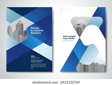 Template vector design for Brochure, AnnualReport, Magazine, Poster, Corporate Presentation, Portfolio, Flyer, infographic, layout modern with blue color size A4, Front and back, Easy to use and edit.