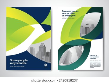 Diseño del vector de plantilla para Brochure, AnnualReport, Magazine, Poster, Presentación Corporativa, Cartera, Volante, infografía, diseño moderno con el tamaño de color verde A4, frontal y posterior, Fácil de usar.