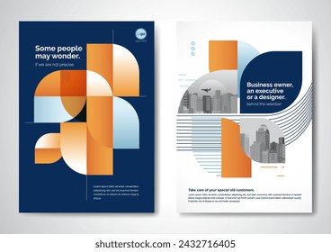 Template vector design for Brochure, AnnualReport, Magazine, Poster, Corporate Presentation, Portfolio, Flyer, infographic, layout modern with Orange color size A4, Front and back, Easy to use.