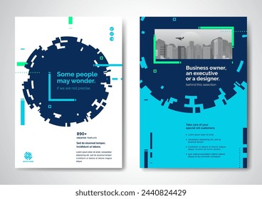 Template vector design for Brochure, AnnualReport, Magazine, Poster, Corporate Presentation, Portfolio, Flyer, infographic, layout modern with blue color size A4, Front and back, Easy to use and edit.