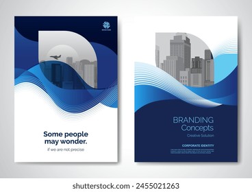 Vorlage Vektorgrafik Design für Broschüre, Jahresbericht, Magazin, Poster, Corporate Sound Präsentation, Portfolio, Flyer, Infografik, Layout modern mit Blaufarbengröße A4, Vorder- und Rückseite, einfach zu bedienen und zu bearbeiten.