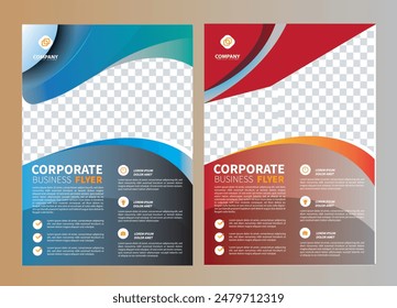 Template vector design for Brochure, AnnualReport, Magazine, Poster, Corporate Presentation, Portfolio, Flyer, infographic, layout modern with blue color size A4, Front and back, Easy to use