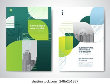 Template vector design for Brochure, AnnualReport, Magazine, Poster, Corporate Presentation, Portfolio, Flyer, infographic, layout modern with Green color size A4, Front and back, Easy to use.