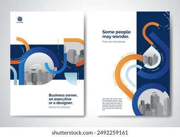 Template vector design for Brochure, AnnualReport, Magazine, Poster, Corporate Presentation, Portfolio, Flyer, infographic, layout modern with blue color size A4, Front and back, Easy to use and edit.