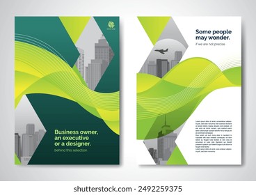 Diseño de Vector de Plantilla para Folleto, Informe Anual, Revista, Cartel, Presentación Corporativa, Cartera, Folleto, infografía, diseño moderno con color verde tamaño A4, Frente y espalda, Fácil de usar.