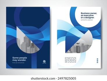 Template vector design for Brochure, AnnualReport, Magazine, Poster, Corporate Presentation, Portfolio, Flyer, infographic, layout modern with blue color size A4, Front and back, Easy to use and edit.