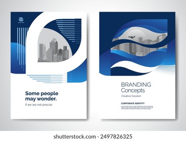 Template vector design for Brochure, AnnualReport, Magazine, Poster, Corporate Presentation, Portfolio, Flyer, infographic, layout modern with blue color size A4, Front and back, Easy to use and edit.