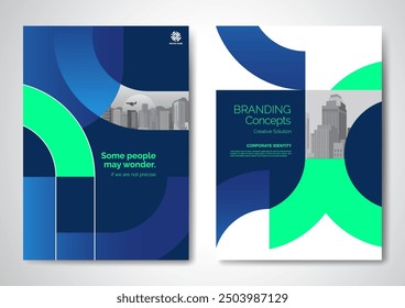 Diseño de Vector de Plantilla para folleto, informe anual, revista, póster, presentación Corporativa, Cartera, volante, infografía, diseño moderno con tamaño de color azul A4, frontal y posterior, fácil de usar y editar.