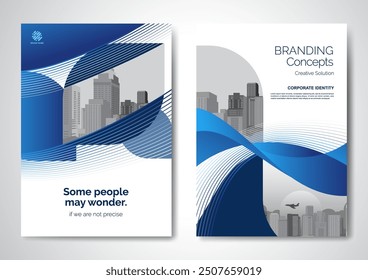 Template vector design for Brochure, AnnualReport, Magazine, Poster, Corporate Presentation, Portfolio, Flyer, infographic, layout modern with blue color size A4, Front and back, Easy to use and edit.