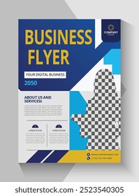 Template vector design for Brochure, AnnualReport, Magazine, Poster, Corporate Presentation, Portfolio, Flyer, infographic, layout modern with blue color size A4, Front and back, Easy to use and edit.