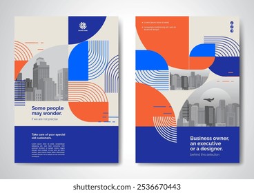 Diseño de Vector de Plantilla para folleto, informe anual, revista, póster, presentación Corporativa, Cartera, volante, infografía, diseño moderno con tamaño de color azul A4, frontal y posterior, fácil de usar y editar.