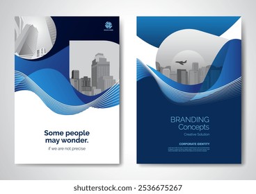 Template vector design for Brochure, AnnualReport, Magazine, Poster, Corporate Presentation, Portfolio, Flyer, infographic, layout modern with blue color size A4, Front and back, Easy to use and edit.