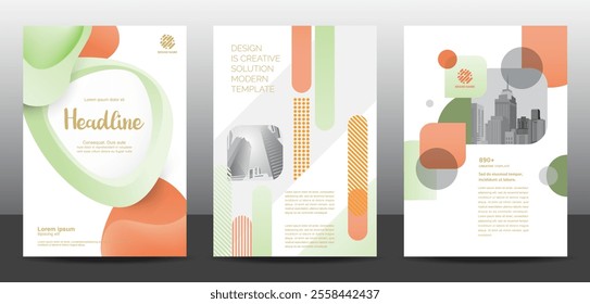 Template vector design for Brochure, AnnualReport, Corporate Presentation, Portfolio, Flyer, layout modern, posters set with grapient shape patterns. Eps10