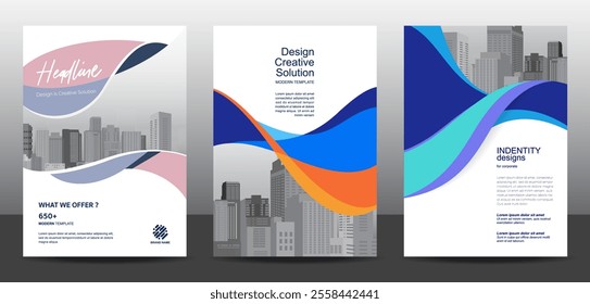 Template vector design for Brochure, AnnualReport, Corporate Presentation, Portfolio, Flyer, layout modern, posters set with grapient shape patterns. Eps10