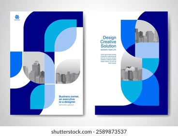 Template vector design for Brochure, AnnualReport, Magazine, Poster, Corporate Presentation, Portfolio, Flyer, infographic, layout modern with blue color size A4, Front and back, Easy to use and edit.