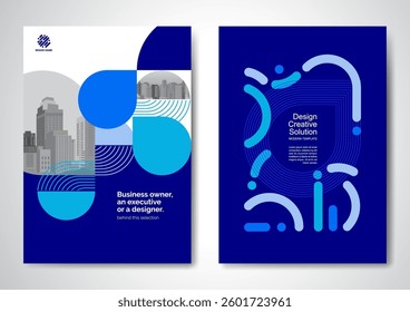 Template vector design for Brochure, AnnualReport, Magazine, Poster, Corporate Presentation, Portfolio, Flyer, infographic, layout modern with blue color size A4, Front and back, Easy to use and edit.