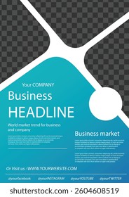 Template vector design for Brochure, AnnualReport, Magazine, Poster, Corporate Presentation, Portfolio, Flyer, infographic, layout modern with blue color size A4, Front and back.