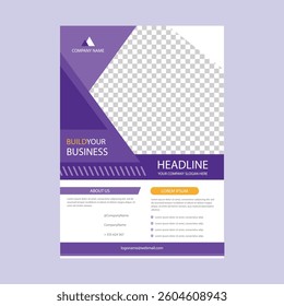 Template vector design for Brochure, AnnualReport, Magazine, Poster, Corporate Presentation, Portfolio, Flyer, infographic, layout modern with blue color size A4, Front and back