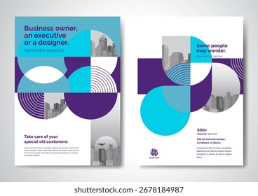 Template vector design for Brochure, AnnualReport, Magazine, Poster, Corporate Presentation, Portfolio, Flyer, infographic, layout modern with blue color size A4, Front and back, Easy to use and edit.