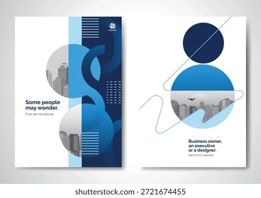 Diseño de Vector de Plantilla para folleto, informe anual, revista, póster, presentación Corporativa, Cartera, volante, infografía, diseño moderno con tamaño de color azul A4, frente y parte posterior, fácil de usar y editar.