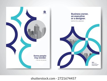 Diseño de Vector de Plantilla para folleto, informe anual, revista, póster, presentación Corporativa, Cartera, volante, infografía, diseño moderno con tamaño de color azul A4, frente y parte posterior, fácil de usar y editar.