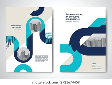 Diseño de Vector de Plantilla para folleto, informe anual, revista, póster, presentación Corporativa, Cartera, volante, infografía, diseño moderno con tamaño de color azul A4, frente y parte posterior, fácil de usar y editar.